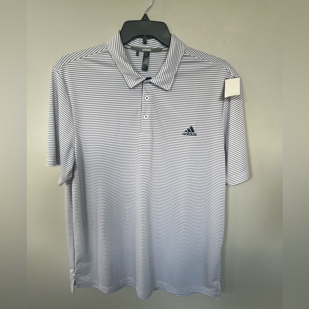 🔥ADIDAS MEN'S STRIPED GOLF POLO STYLE #GH1455 SIZE EXTRA LARGE